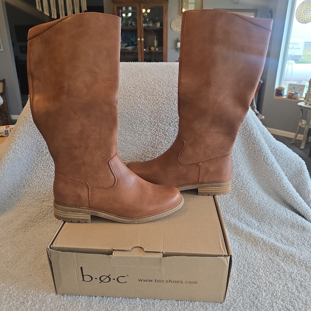 B.O.C. By Born Women's Celine Tan Knee-High Riding Boot Side Zip Size 10 NWT